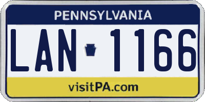 PA license plate LAN1166