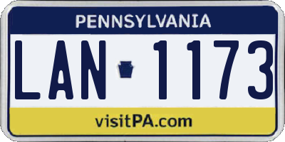 PA license plate LAN1173