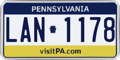 PA license plate LAN1178