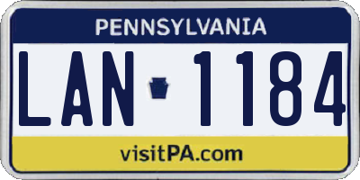 PA license plate LAN1184