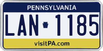 PA license plate LAN1185