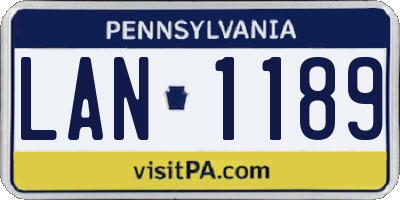 PA license plate LAN1189