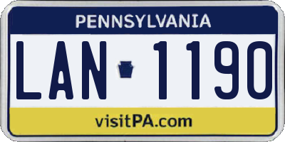 PA license plate LAN1190