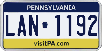 PA license plate LAN1192