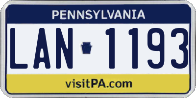 PA license plate LAN1193