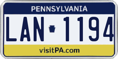 PA license plate LAN1194