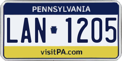 PA license plate LAN1205