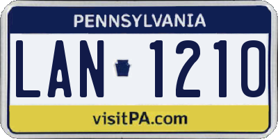 PA license plate LAN1210
