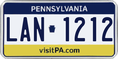 PA license plate LAN1212