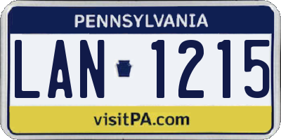 PA license plate LAN1215