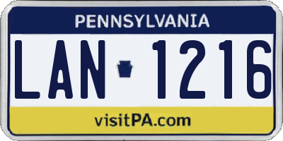 PA license plate LAN1216
