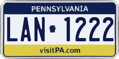 PA license plate LAN1222
