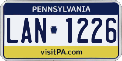 PA license plate LAN1226