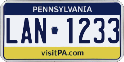 PA license plate LAN1233