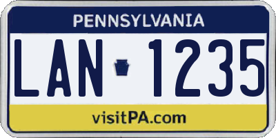 PA license plate LAN1235