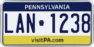 PA license plate LAN1238
