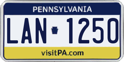 PA license plate LAN1250