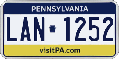 PA license plate LAN1252