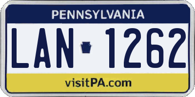 PA license plate LAN1262