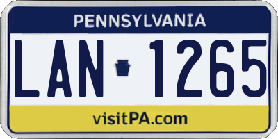 PA license plate LAN1265