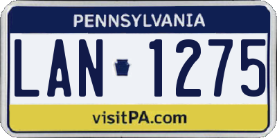 PA license plate LAN1275