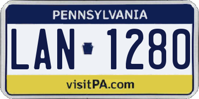 PA license plate LAN1280