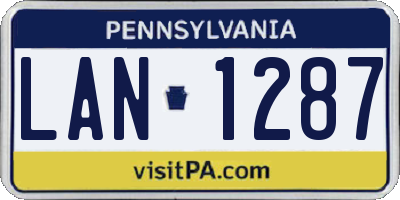 PA license plate LAN1287