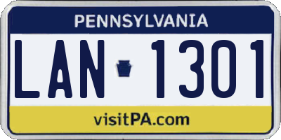 PA license plate LAN1301