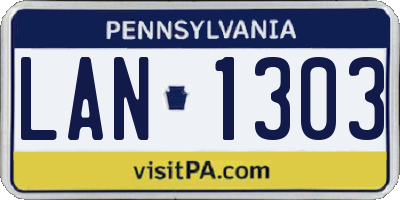 PA license plate LAN1303