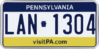 PA license plate LAN1304