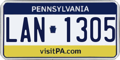 PA license plate LAN1305