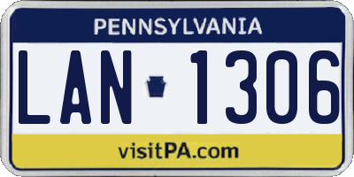 PA license plate LAN1306