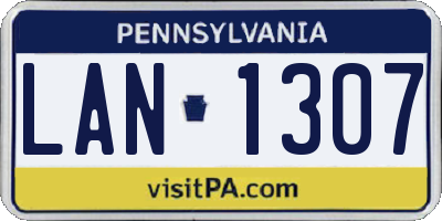 PA license plate LAN1307