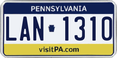 PA license plate LAN1310