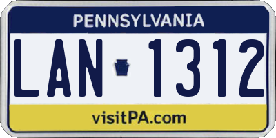 PA license plate LAN1312