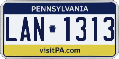 PA license plate LAN1313