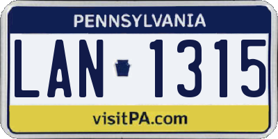 PA license plate LAN1315