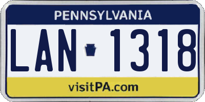 PA license plate LAN1318