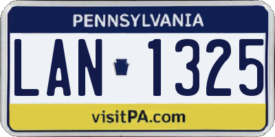 PA license plate LAN1325
