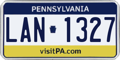 PA license plate LAN1327
