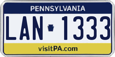 PA license plate LAN1333