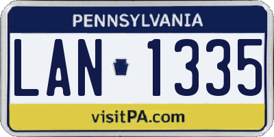 PA license plate LAN1335