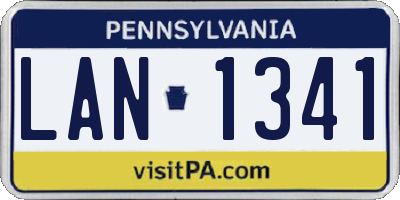 PA license plate LAN1341