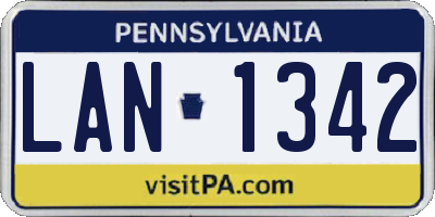 PA license plate LAN1342