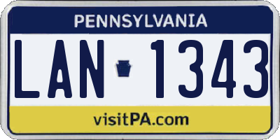 PA license plate LAN1343