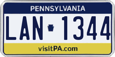 PA license plate LAN1344