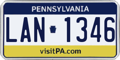 PA license plate LAN1346