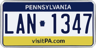 PA license plate LAN1347