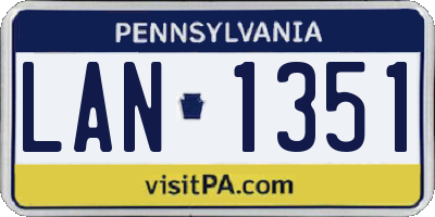 PA license plate LAN1351