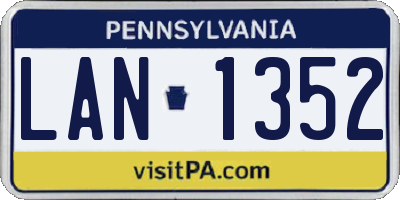 PA license plate LAN1352